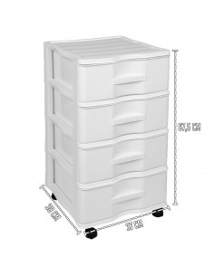 Tradineur - Cajonera de Almacenamiento Wagon - 4 Cajones - Torre de Almacenamiento Multiusos para Oficina, hogar, Escuela, etc - 2