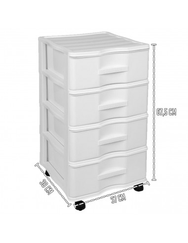 Tradineur - Cajonera de Almacenamiento Wagon - 4 Cajones - Torre de Almacenamiento Multiusos para Oficina, hogar, Escuela, etc -