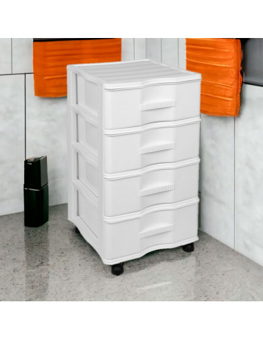 Tradineur - Cajonera de Almacenamiento Wagon - 4 Cajones - Torre de Almacenamiento Multiusos para Oficina, hogar, Escuela, etc -