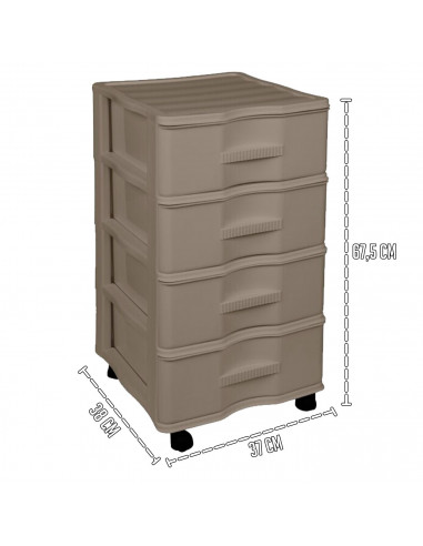Tradineur - Cajonera de Almacenamiento Wagon - 4 Cajones - Torre de Almacenamiento Multiusos para Oficina, hogar, Escuela, etc -