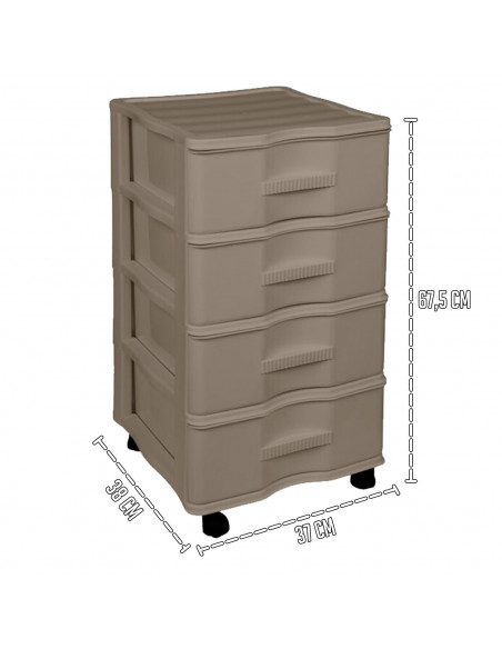Tradineur - Cajonera de Almacenamiento Wagon - 4 Cajones - Torre de Almacenamiento Multiusos para Oficina, hogar, Escuela, etc -