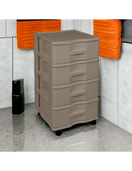Tradineur - Cajonera de Almacenamiento Wagon - 4 Cajones - Torre de Almacenamiento Multiusos para Oficina, hogar, Escuela, etc -