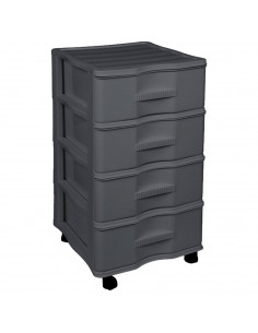 Tradineur - Cajonera de Almacenamiento Wagon - 4 Cajones - Torre de Almacenamiento Multiusos para Oficina, hogar, Escuela, etc -