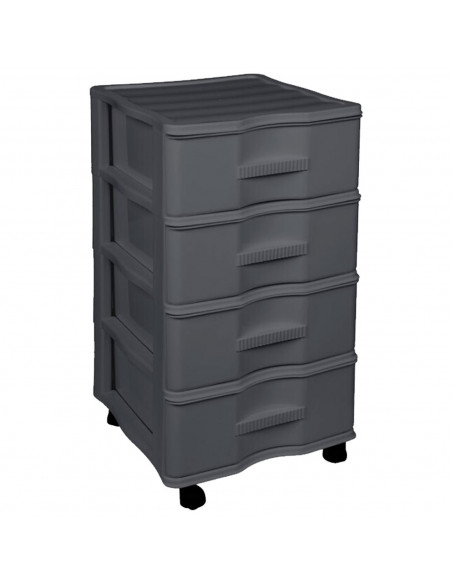 Tradineur - Cajonera de Almacenamiento Wagon - 4 Cajones - Torre de Almacenamiento Multiusos para Oficina, hogar, Escuela, etc -