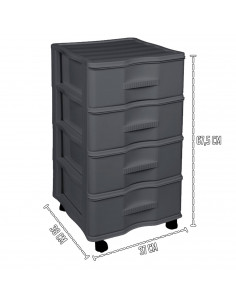 Tradineur - Cajonera de Almacenamiento Wagon - 4 Cajones - Torre de Almacenamiento Multiusos para Oficina, hogar, Escuela, etc - 2