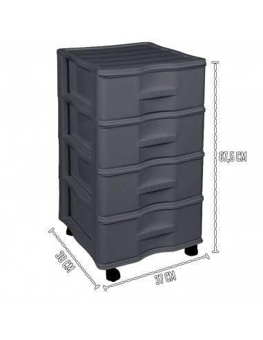 Tradineur - Cajonera de Almacenamiento Wagon - 4 Cajones - Torre de Almacenamiento Multiusos para Oficina, hogar, Escuela, etc -