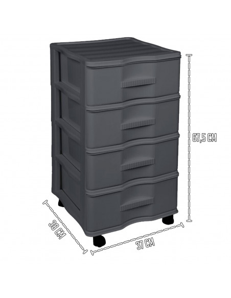 Tradineur - Cajonera de Almacenamiento Wagon - 4 Cajones - Torre de Almacenamiento Multiusos para Oficina, hogar, Escuela, etc -