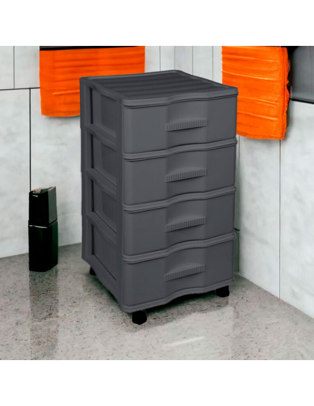 Tradineur - Cajonera de Almacenamiento Wagon - 4 Cajones - Torre de Almacenamiento Multiusos para Oficina, hogar, Escuela, etc -