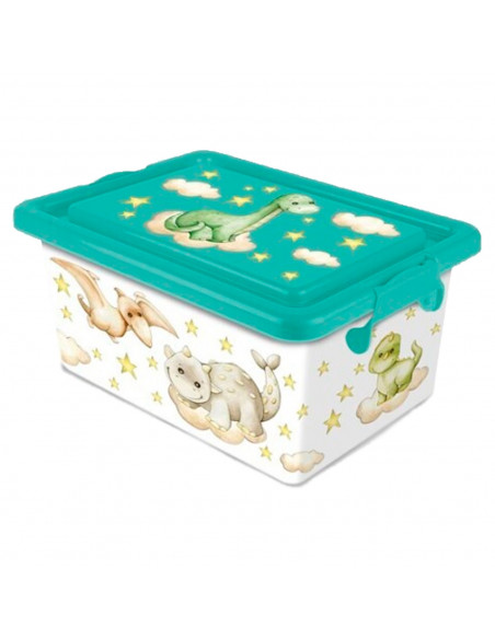 Tradineur - Caja de plástico con cierres laterales de clip y tapa, cajón de almacenaje multiusos, ordenación, objetos, hogar, fa