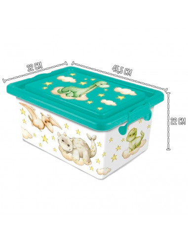 Tradineur - Caja de plástico con cierres laterales de clip y tapa, cajón de almacenaje multiusos, ordenación, objetos, hogar, fa