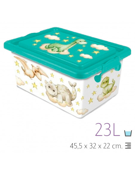 Tradineur - Caja de plástico con cierres laterales de clip y tapa, cajón de almacenaje multiusos, ordenación, objetos, hogar, fa