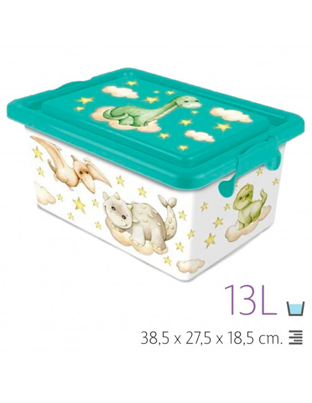 Tradineur - Caja de plástico con cierres laterales de clip y tapa, cajón de almacenaje multiusos, ordenación, objetos, hogar, fa