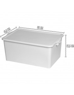 Tradineur - Caja de almacenamiento con tapa N.º 13 - Fabricado en PP - Capacidad de 55 Litros - Cierres Laterales con Clip - 27, 2
