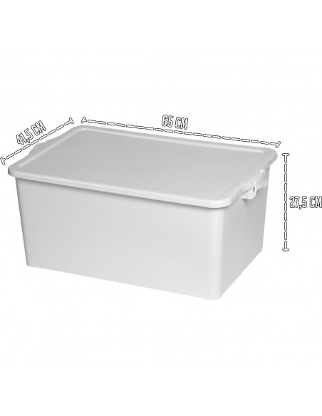 Tradineur - Caja de almacenamiento con tapa N.º 13 - Fabricado en PP - Capacidad de 55 Litros - Cierres Laterales con Clip - 27,