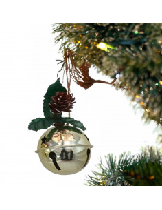 Tradineur - Pack de 4 Cascabeles Colgantes con Piñas - Fabricado en Plástico - Decoración navideña - Ø 6 cm - Color Dorado - Mod 2