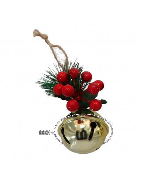 Tradineur - Pack de 4 Cascabeles Colgantes con Piñas - Fabricado en Plástico - Decoración navideña - Ø 6 cm - Color Dorado - Mod