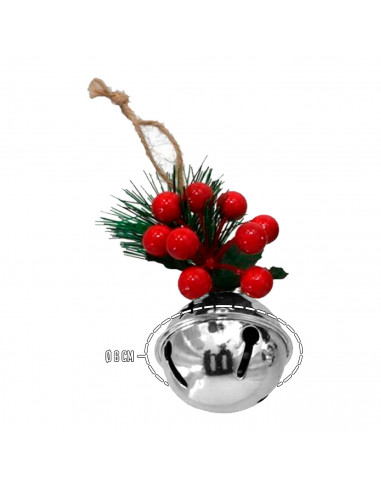 Tradineur - Pack de 4 Cascabeles Colgantes con Piñas - Fabricado en Plástico - Decoración navideña - Ø 6 cm - Color Plata - Mode