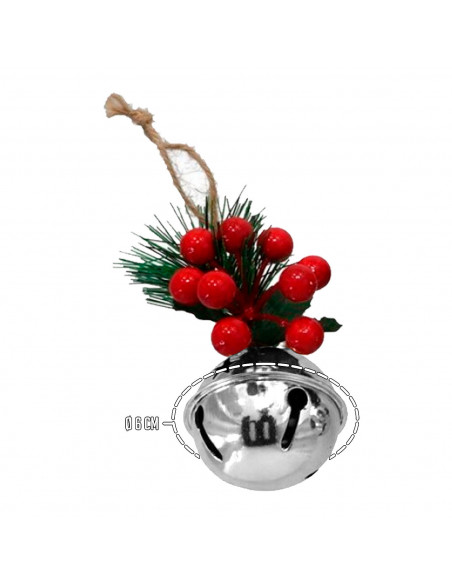 Tradineur - Pack de 4 Cascabeles Colgantes con Piñas - Fabricado en Plástico - Decoración navideña - Ø 6 cm - Color Plata - Mode