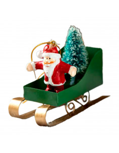 Tradineur - Trineo con figura colgante - Fabricado en Plástico - Trineo de varios colores con detalles dorados - Decoración navi