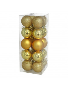 Tradineur - Pack de 20 Bolas de Navidad Modelos surtidos - Fabricado en Plástico - Cordón Dorado - Decoración de Navidad - Ø 4 c 2