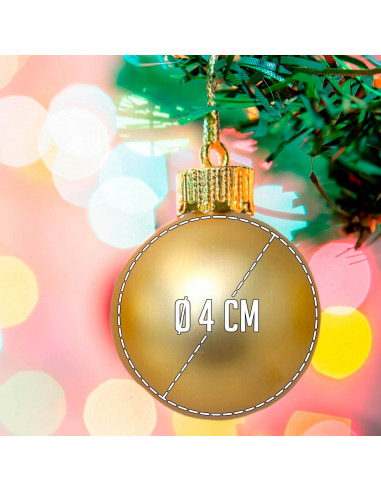 Tradineur - Pack de 20 Bolas de Navidad Modelos surtidos - Fabricado en Plástico - Cordón Dorado - Decoración de Navidad - Ø 4 c