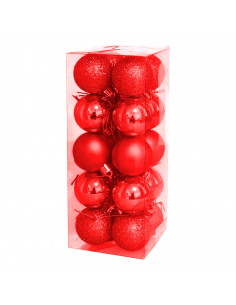 Tradineur - Pack de 20 Bolas de Navidad Modelos surtidos - Fabricado en Plástico - Cordón Dorado - Decoración de Navidad - Ø 4 c 2