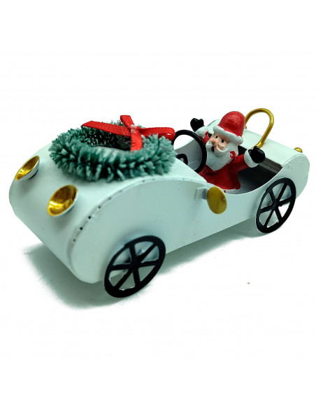 Tradineur - Coche Colgante navideño - Fabricado en Metal - Artículo para decoración Navideña - 11 x 4,5 cm - Modelo Aleatorio