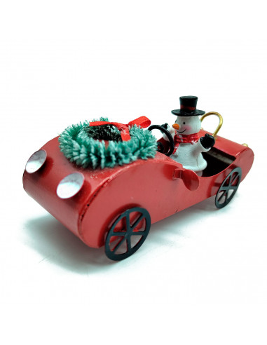 Tradineur - Coche Colgante navideño - Fabricado en Metal - Artículo para decoración Navideña - 11 x 4,5 cm - Modelo Aleatorio
