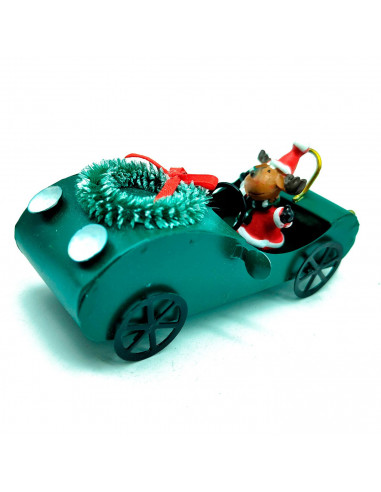Tradineur - Coche Colgante navideño - Fabricado en Metal - Artículo para decoración Navideña - 11 x 4,5 cm - Modelo Aleatorio