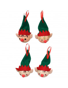 Tradineur - Colgante de Cabeza de Elfo Navideño - Fabricado en Poliéster y Plástico - Artículo decorativo para Navidad - Ø 8 cm 2