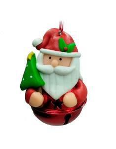 Tradineur - Colgante de cascabel con figuras navideñas - Fabricado en Plástico y Metal - Artículo para decoración navideña - Ø 5
