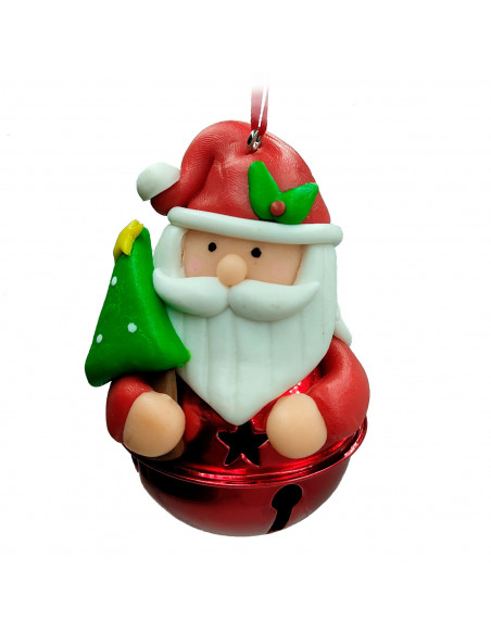Tradineur - Colgante de cascabel con figuras navideñas - Fabricado en Plástico y Metal - Artículo para decoración navideña - Ø 5