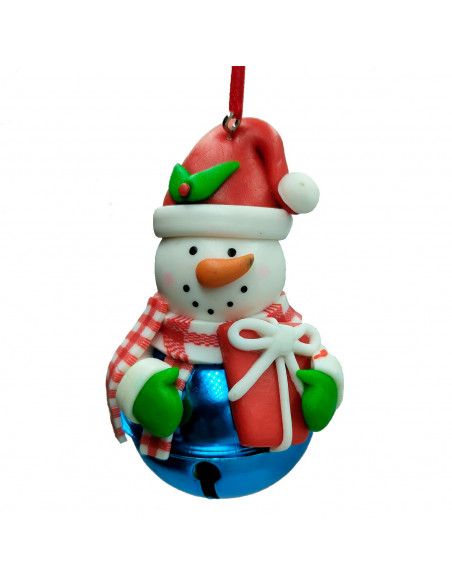 Tradineur - Colgante de cascabel con figuras navideñas - Fabricado en Plástico y Metal - Artículo para decoración navideña - Ø 5