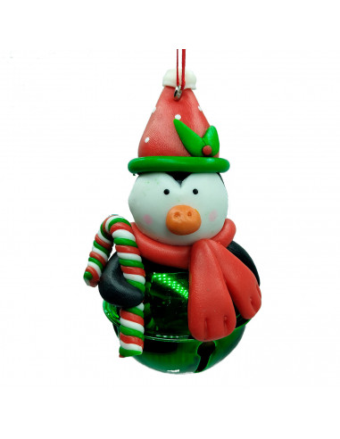 Tradineur - Colgante de cascabel con figuras navideñas - Fabricado en Plástico y Metal - Artículo para decoración navideña - Ø 5