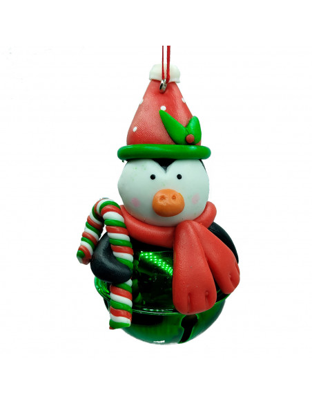 Tradineur - Colgante de cascabel con figuras navideñas - Fabricado en Plástico y Metal - Artículo para decoración navideña - Ø 5