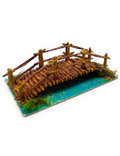 Tradineur - Puente de troncos con río para Belén, resina, adorno para nacimiento, portal, pesebre, Navidad, decoración tradicion