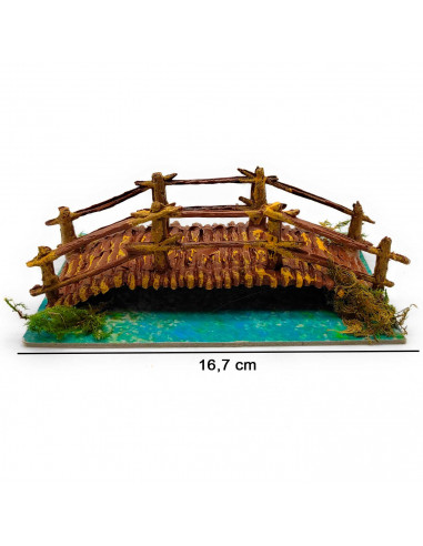 Tradineur - Puente de troncos con río para Belén, resina, adorno para nacimiento, portal, pesebre, Navidad, decoración tradicion