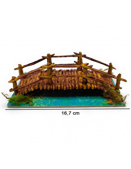 Tradineur - Puente de troncos con río para Belén, resina, adorno para nacimiento, portal, pesebre, Navidad, decoración tradicion