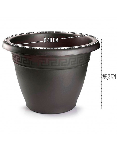 Tradineur - Maceta Redonda "Terracota" - Fabricado en Plástico - Macetero apto para Exterior e Interior del hogar - Ø 40 cm - Co