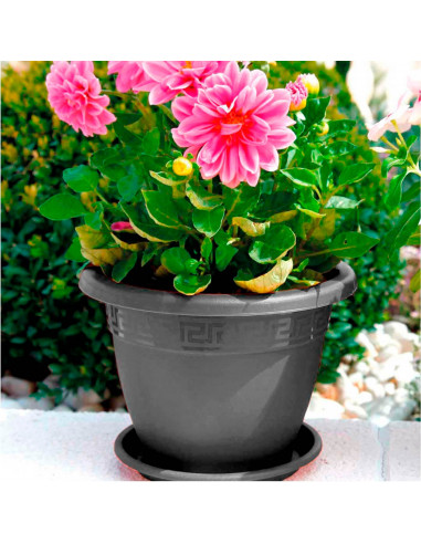 Tradineur - Maceta Redonda "Terracota" - Fabricado en Plástico - Macetero apto para Exterior e Interior del hogar - Ø 40 cm - Co