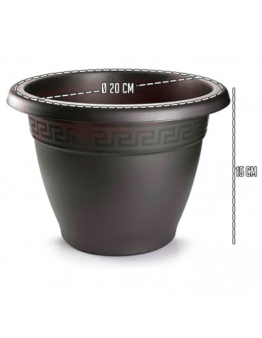 Tradineur - Maceta Redonda "Terracota" - Fabricado en Plástico - Macetero apto para Exterior e Interior del hogar - 20 cm - Colo