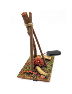 Tradineur - Fogata LED a pilas para Belén, resina, hoguera luminosa, fuego, figura, nacimiento, pesebre, Navidad, decoración tra 2