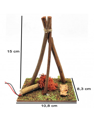 Tradineur - Fogata LED a pilas para Belén, resina, hoguera luminosa, fuego, figura, nacimiento, pesebre, Navidad, decoración tra