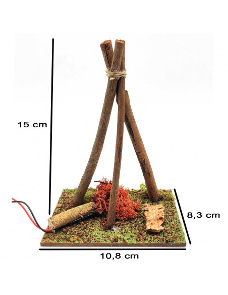 Tradineur - Fogata LED a pilas para Belén, resina, hoguera luminosa, fuego, figura, nacimiento, pesebre, Navidad, decoración tra