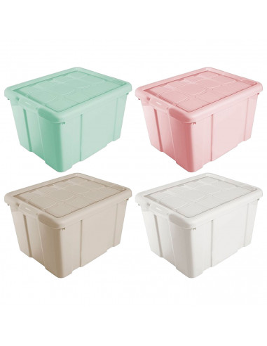 Tradineur - Caja de Almacenamiento con tapa - Fabricado en plástico - Contenedor para almacenar juguetes, Libros, ropa, mantas -