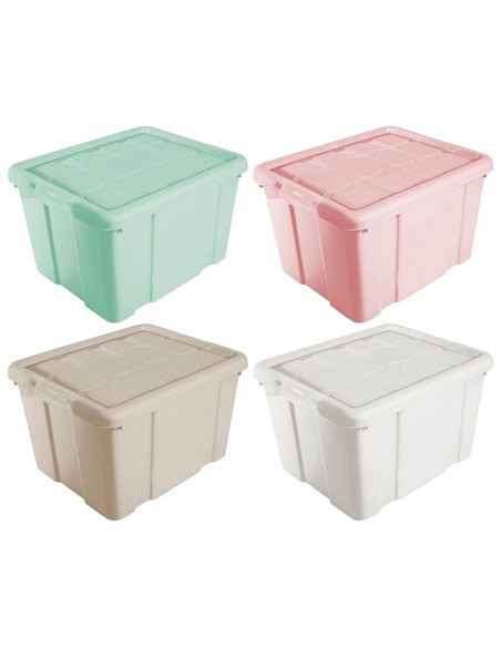 Tradineur - Caja de Almacenamiento con tapa - Fabricado en plástico - Contenedor para almacenar juguetes, Libros, ropa, mantas -