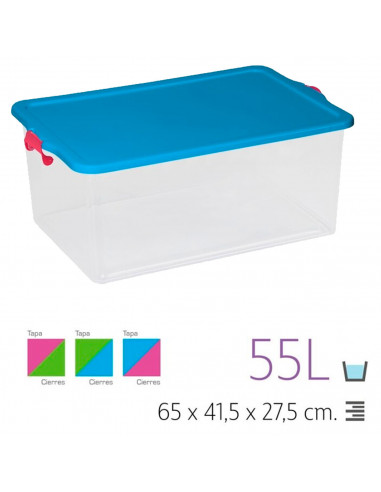 Tradineur - Caja de Almacenamiento con tapa - Fabricado en plástico - Contenedor para almacenar juguetes, Libros, ropa, mantas -