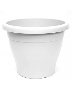 Pamex - Maceta de plástico mediterránea, color blanco, diámetro 40 cm, macetero para jardín exterior, terraza, balcón e interior