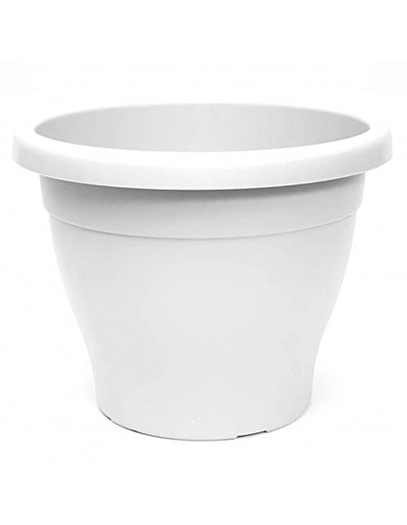 Pamex - Maceta de plástico mediterránea, color blanco, diámetro 40 cm, macetero para jardín exterior, terraza, balcón e interior