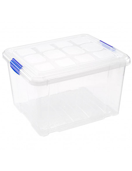 Tradineur - Caja de almacenaje plástico 25 litros. Cesta, recipiente ordenación, almacenamiento objetos 25,3 x 42,3 x 35 cm